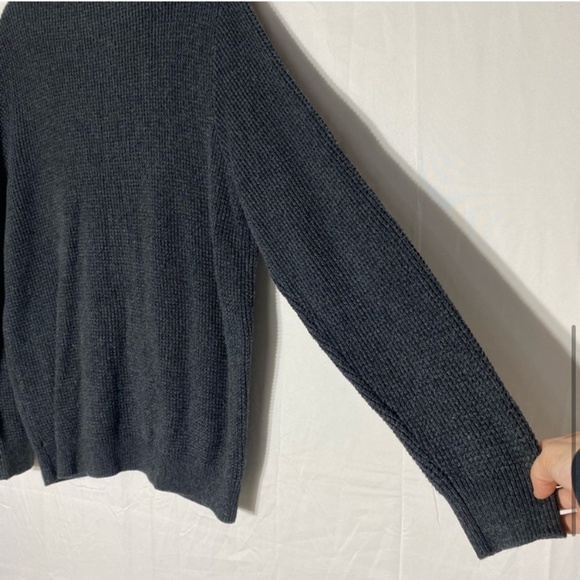 Denver Hayes Dark Grey Waffle Knit Full Zip Mock Neck Cardigan Sweater L - Picture 11 of 16